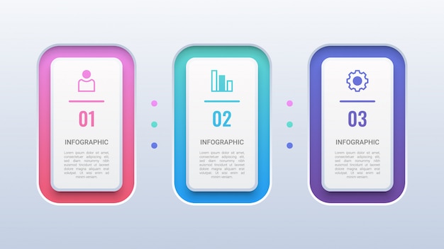 Vector 3 steps colorful 3d infographic  template