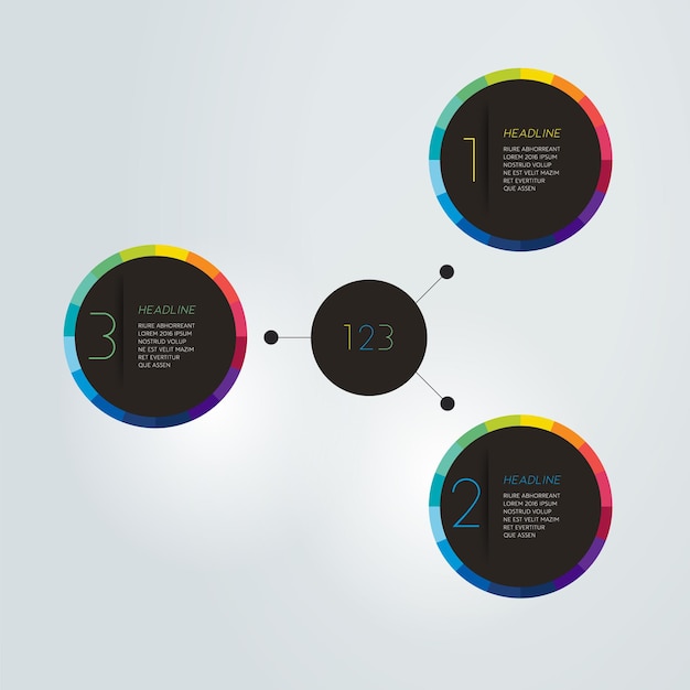 3 steps diagram scheme flowchart infographic element