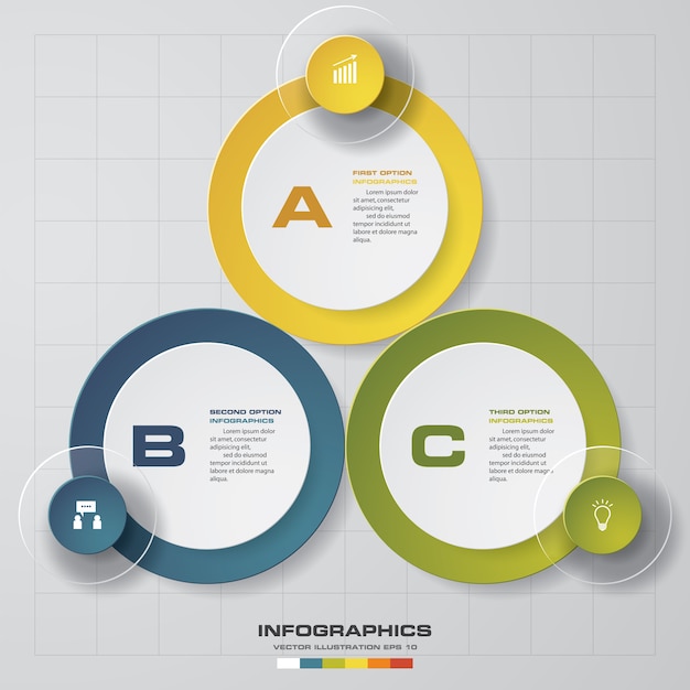 3 steps infographics chart template.