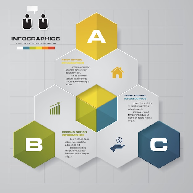 Vector 3 steps process. simple&editable abstract design element. vector.