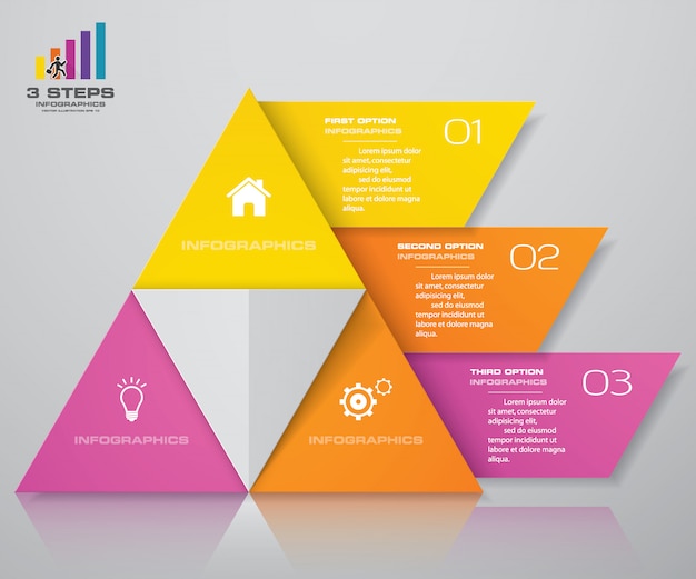 3 steps pyramid with free space for text on each level.