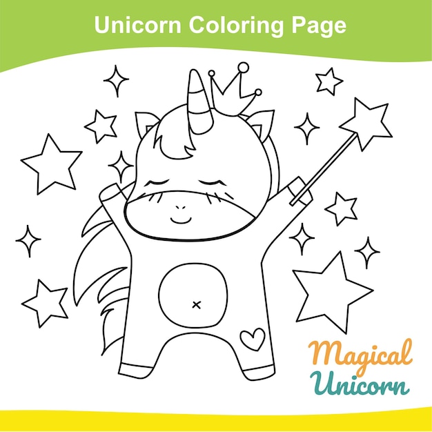 3 unicorn coloring page