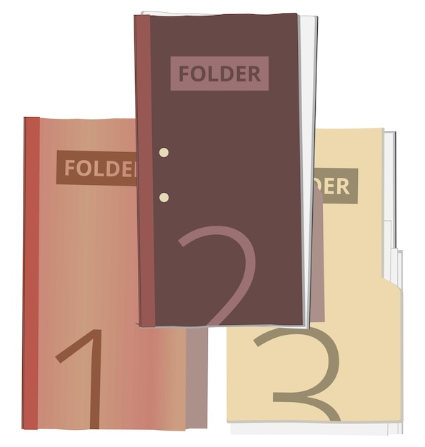 Vector 3 used folders realistic vector folders different design vector folders brown folders