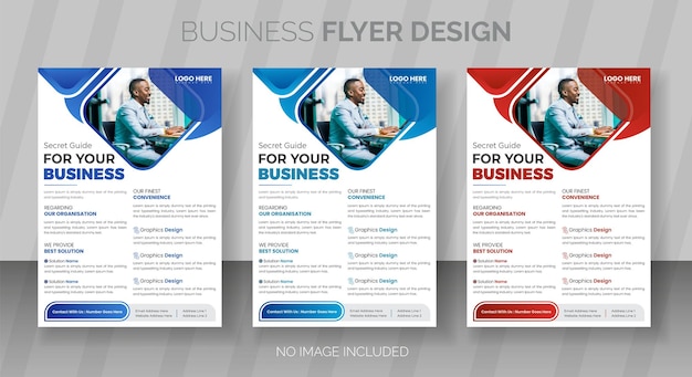 3 verschillende kleuren moderne zakelijke flyer ontwerpen