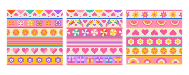 3 very cute seamless patterns for valentine's day.