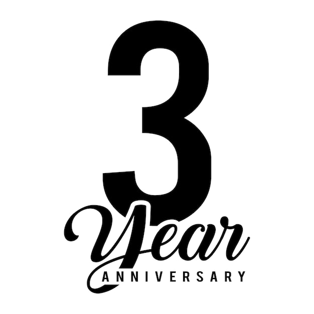 3 Year Anniversary wedding wish lettering text vector illustration