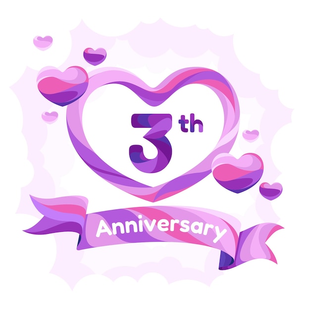 3 years anniversary vector icon logo greeting card Design element with slapstick for 3th anniversary