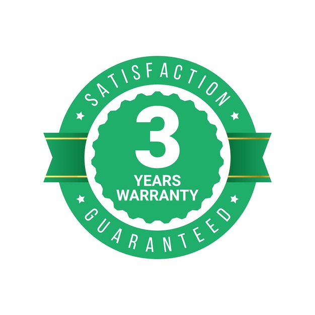 3 years warranty. label, sticker, seal, badge, icon, logo, sign. round vector warranty label