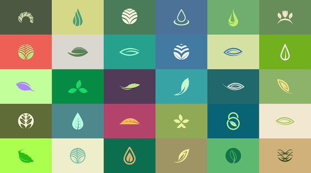 30 modelli di design del logo a tema naturale astratto e creativo