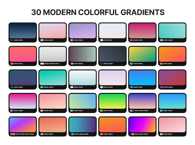 30 best gradient backgrounds. Gradient backgrounds with color codes. Vector abstract background.