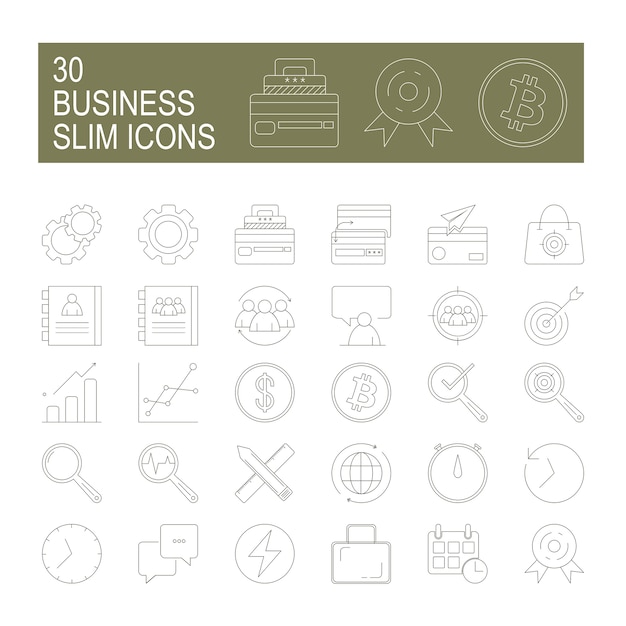 30 Business Slim Line Icons