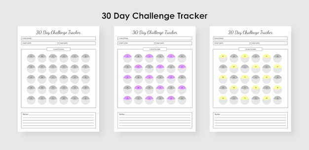 30 dagen challenge tracker planner. maandelijkse gewoonte-trackersjabloon