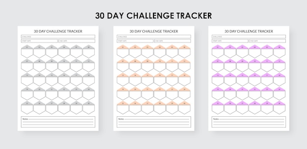 30-day challenge tracker planner. monthly habit tracker template