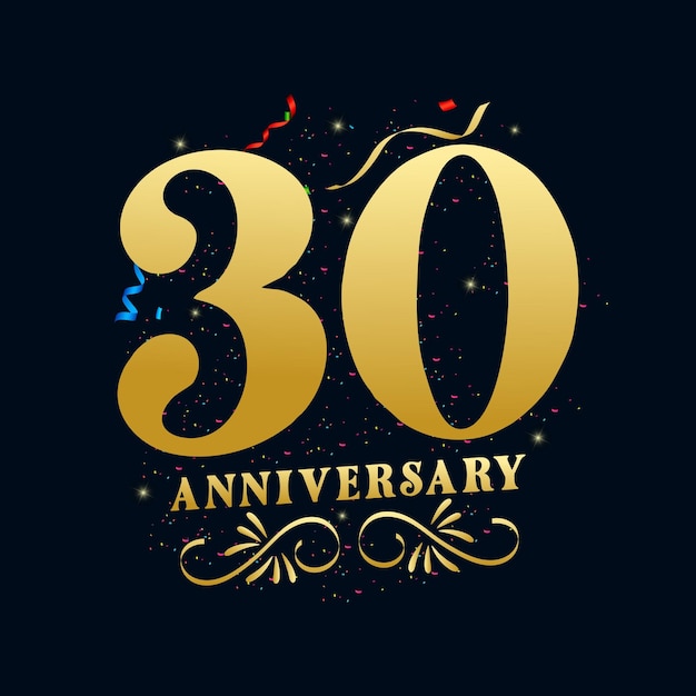 30 jarig jubileum luxe gouden kleur 30 jaar jubileum viering logo ontwerp sjabloon