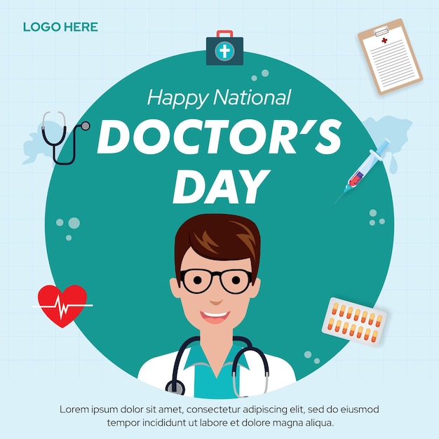 30 march World Doctors Day lettering of happy doctors day post design