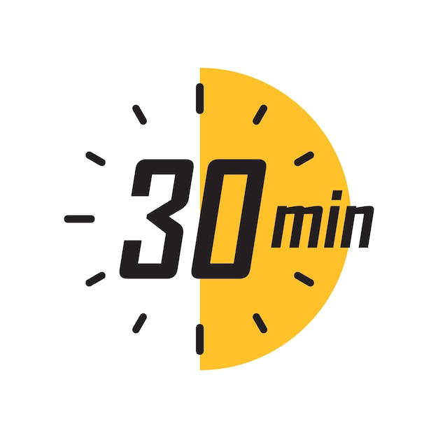 Vector 30 minutes on stopwatch icon in flat style clock face timer vector illustration on isolated background countdown sign business concept