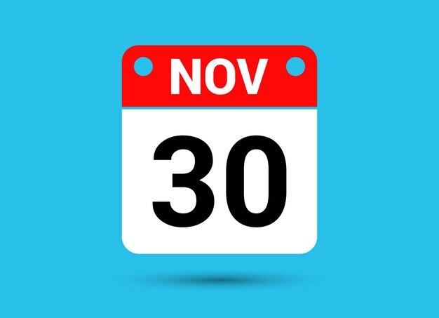 Vector 30 november kalender datum vlakte icoon dag 30 vectorillustratie