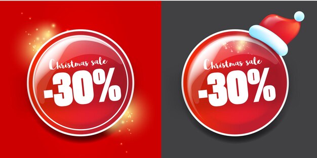 クリスマスセールバナーデザインテンプレートが30％オフ