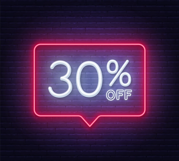 벽돌 벽에 네온 사인 30 % 할인