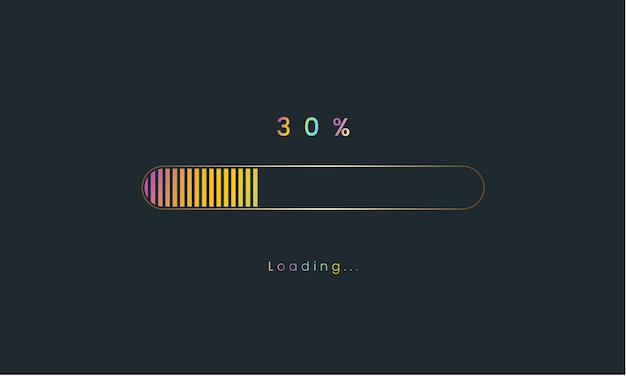 Vector 30 percent rainbow downloading bar loading bar banner for user interface colorful futuristic.