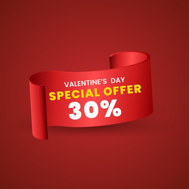 30 percent special red offer banner design red ribbon on red background used in product price tag