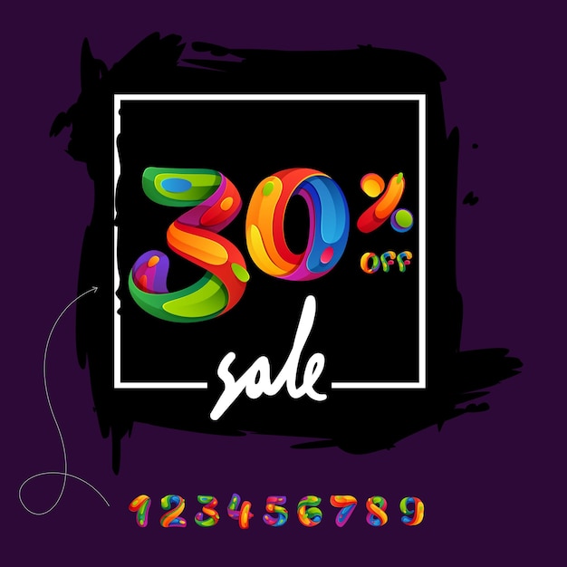 30% Sale lettering on brush stroke background for your Black Friday poster, flyers, and other advertising.