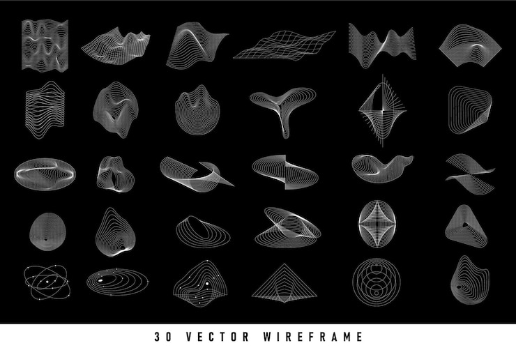 Vector 30 set wireframe shape vector illustrations