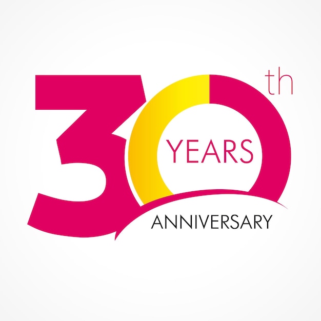 30 주년 기념 번호 30 세 로고 타입 창조적 인 축하 고립 된 추상 그래픽
