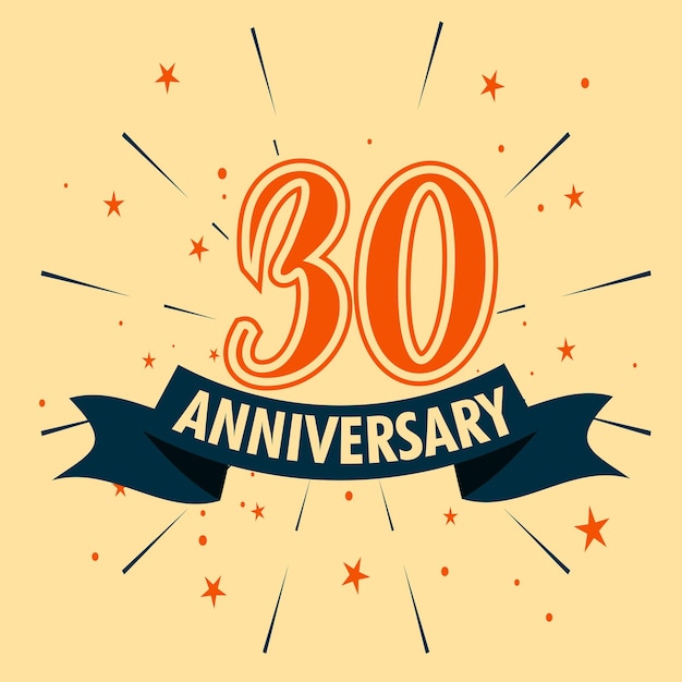 Vettore disegno di celebrazione di 30 anni di anniversario con forma numerica per il vettore di eventi di celebrazione speciale