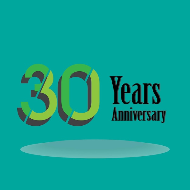 Vector 30 years anniversary celebration green vector template design illustration