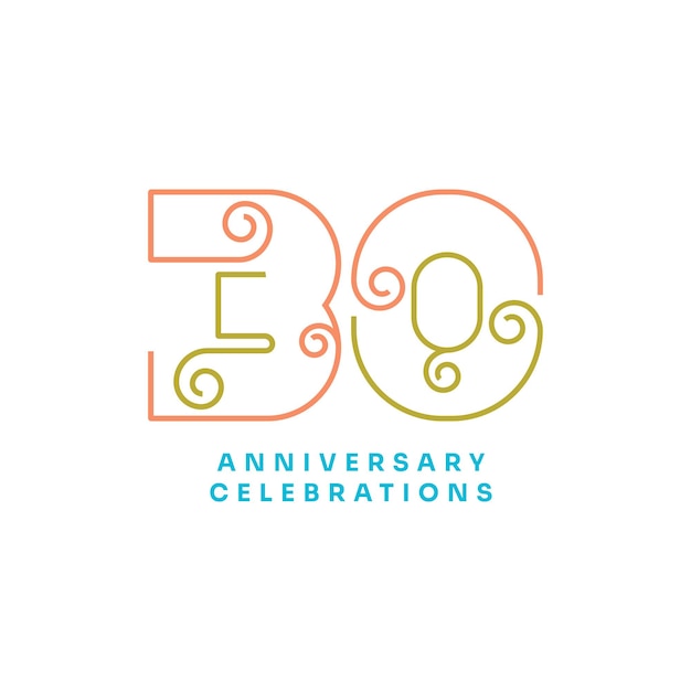 Vettore concetto del logo delle celebrazioni del 30° anniversario