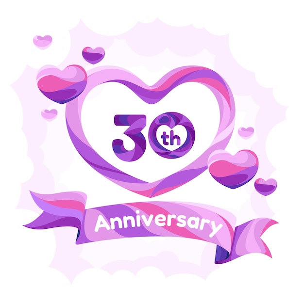 Vector 30 years anniversary vector icon logo greeting card design element with slapstick for 30th anniversary