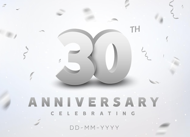 30 years silver number anniversary celebration event. anniversary banner ceremony design for 30 age.