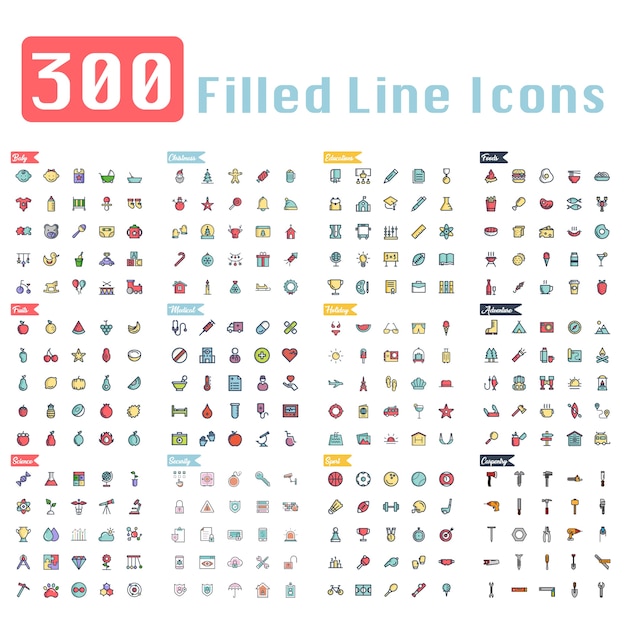 300 заполненных иконок