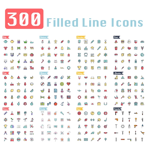 300 filled outline icons