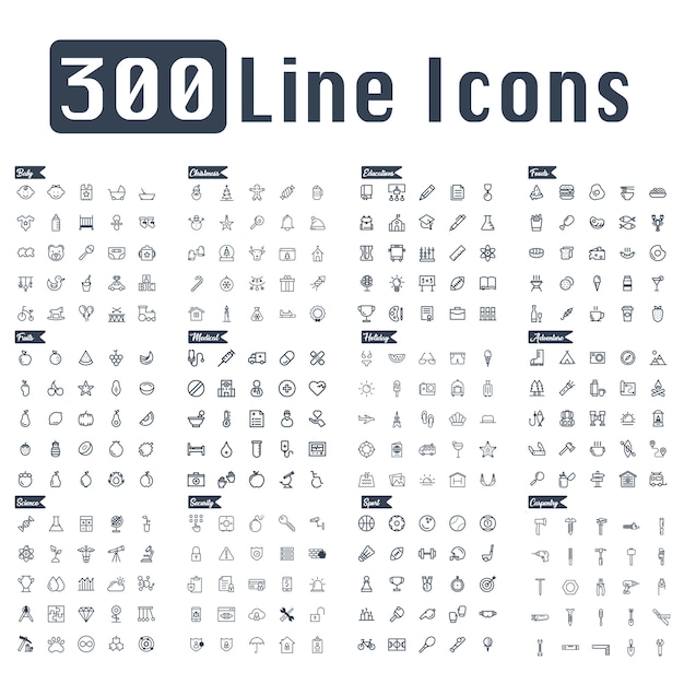 300 line icon vector