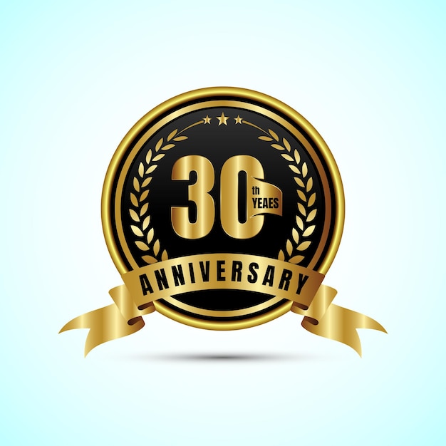 30e verjaardag Icon logo ontwerp verjaardag viering Gouden verjaardag embleem