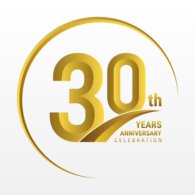30e verjaardag Logo ontwerp met gouden kleur en ring Logo Vector Template
