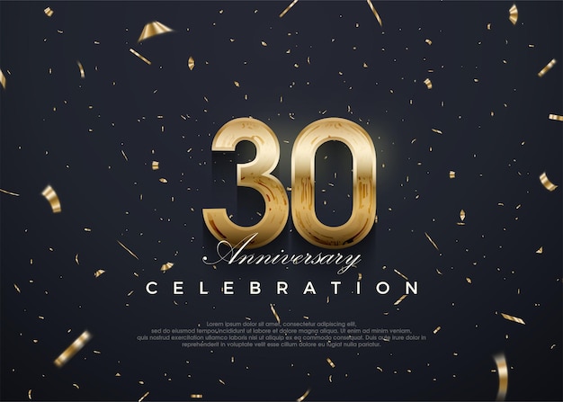 30e verjaardag viering vector 3D-ontwerp met luxe en glanzend goud Premium vector achtergrond voor begroeting en viering