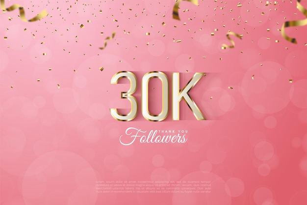 Sfondo 30k follower con sontuosi bordi numerati in oro.