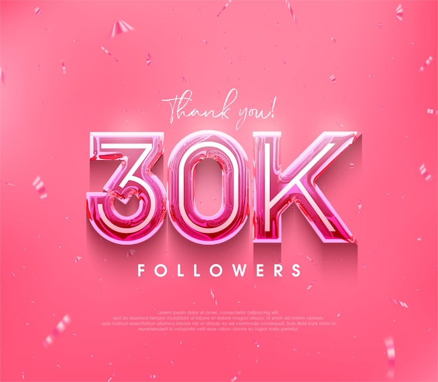 30k followers design for a thank you in a soft pink color