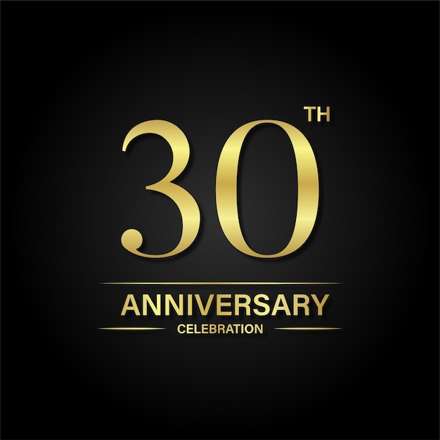 30th anniversary celebration with gold color and black background