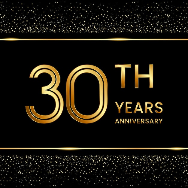 30th anniversary logo design with double line concept Line Art style Golden number logo Vector Template Illustration