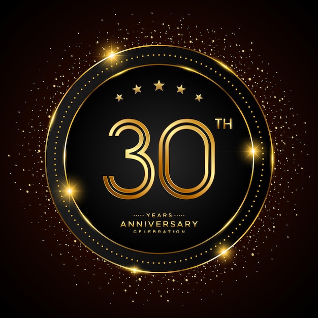 ベクトル 金色の二重線スタイルの30周年記念ロゴ