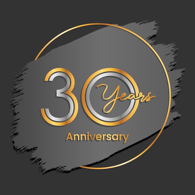 Vector 30th anniversary logotype golden and silver number double line concept logo vector template