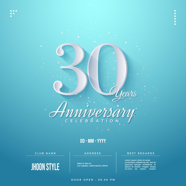 30th anniversary party invitation on sky blue background