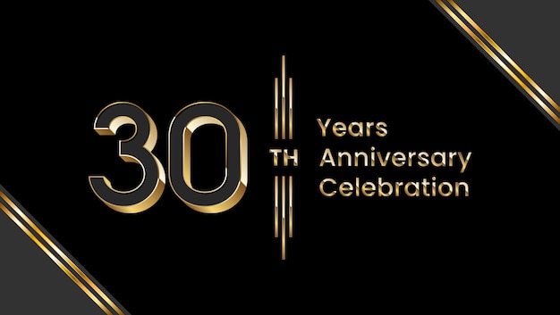 생일 이벤트 벡터 템플릿을 위한 황금 숫자와 글꼴이 포함된 30주년 템플릿 디자인