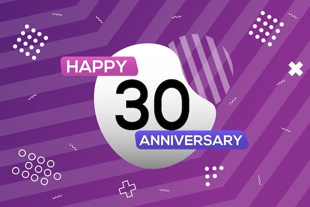 30th year anniversary logo vector design anniversary celebration with colorful geometric shape