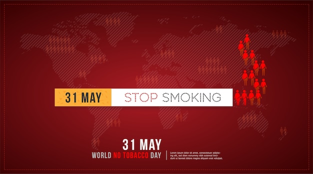 31 mei world no tobacco day concept stoppen met roken en wereldkaartachtergrond