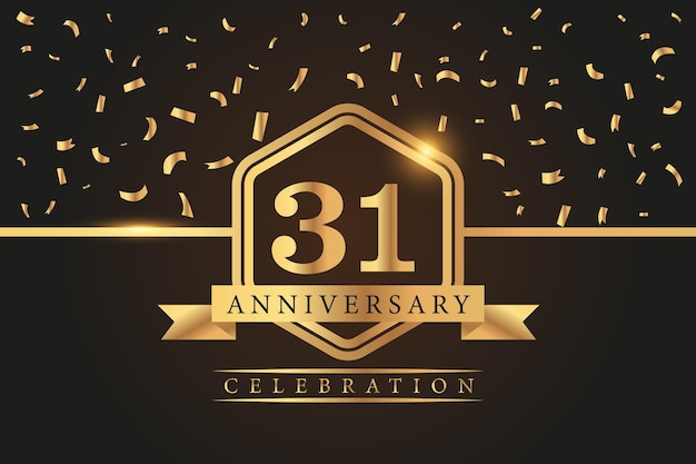 31 year anniversary celebration vector golden elements on black background abstract